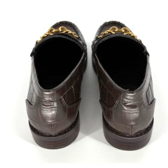 AQUA Women’s Perle Crocodile Embossed Loafers in Brown Faux Leather – Size 6 - Picture 4 of 5